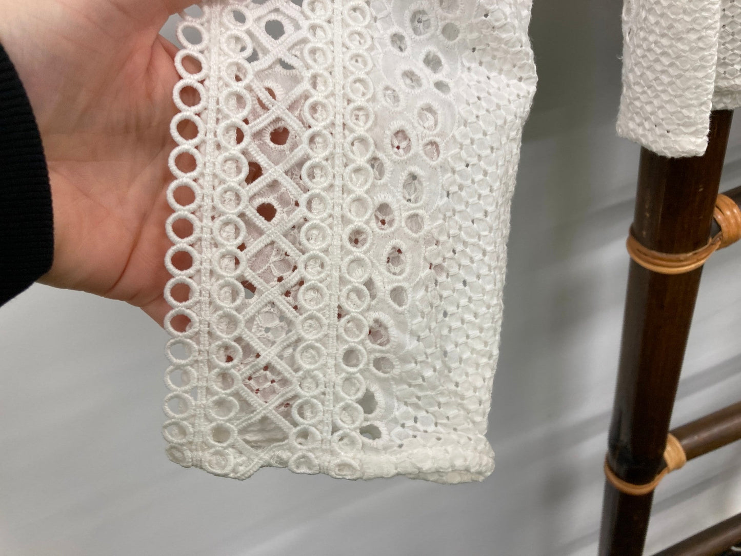 River Island Puffy Sleeve Lace Look L/S Top White Ladies Sz 12 NEW