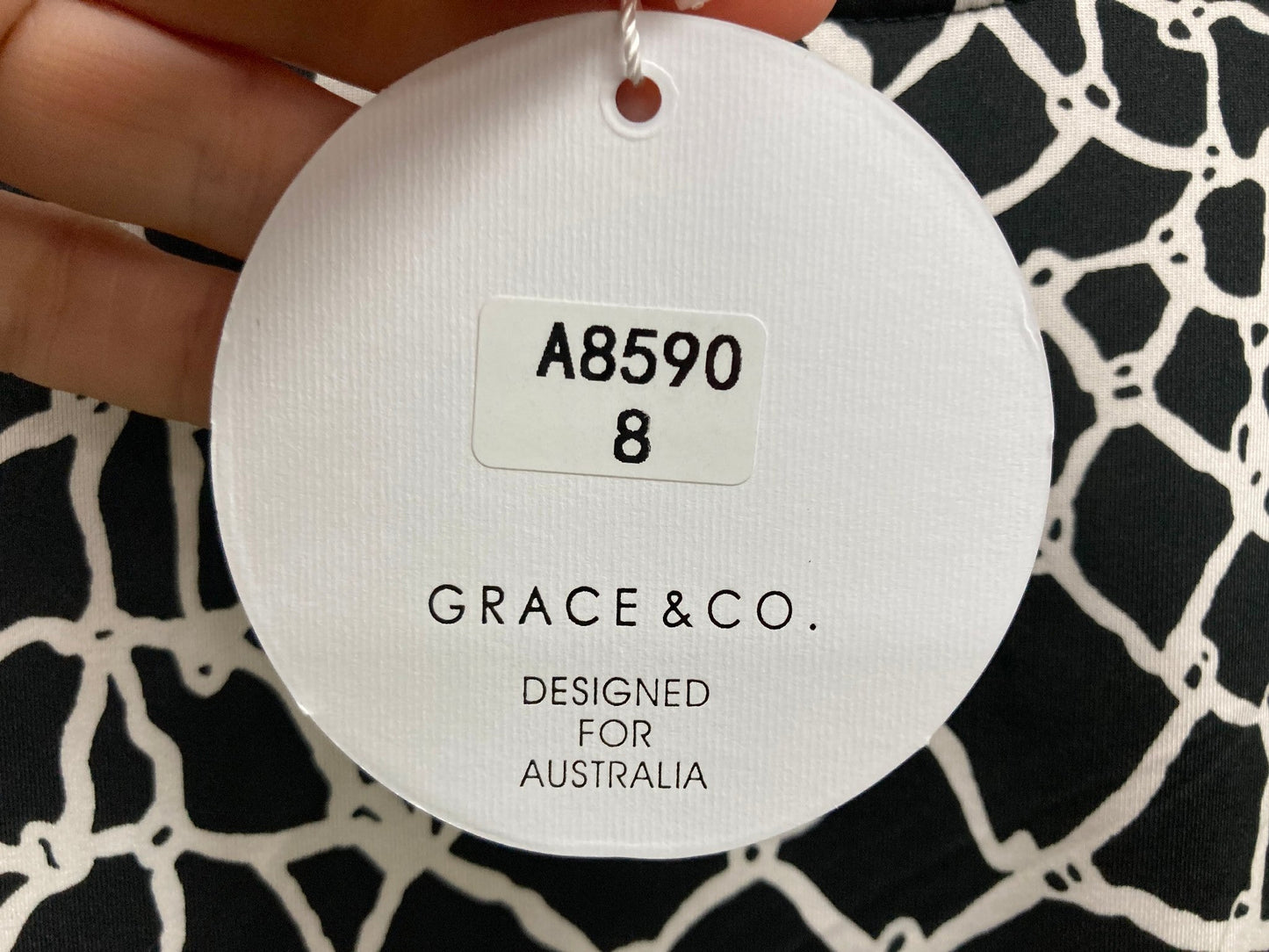 Grace & Co Stretchy Straight Line Black & White Dress Ladies Sz 8 NEW