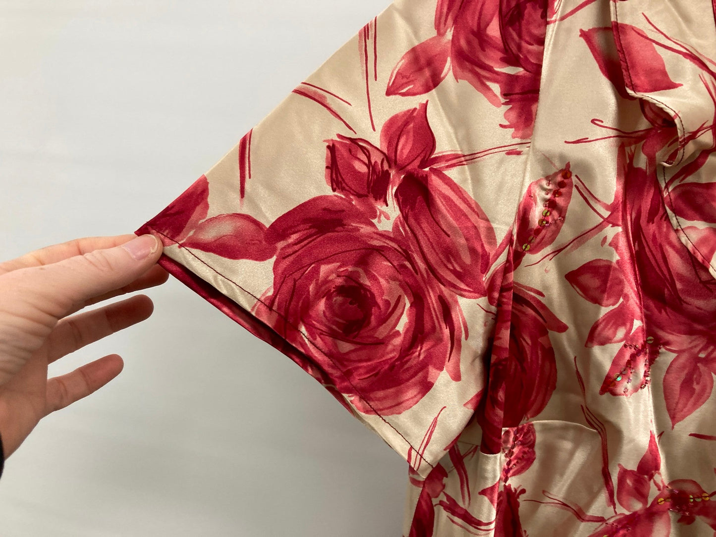 Rockmans Beaded Ruffle Blouse Gold/Raspberry Ladies Sz 18 *W/Tags NEW