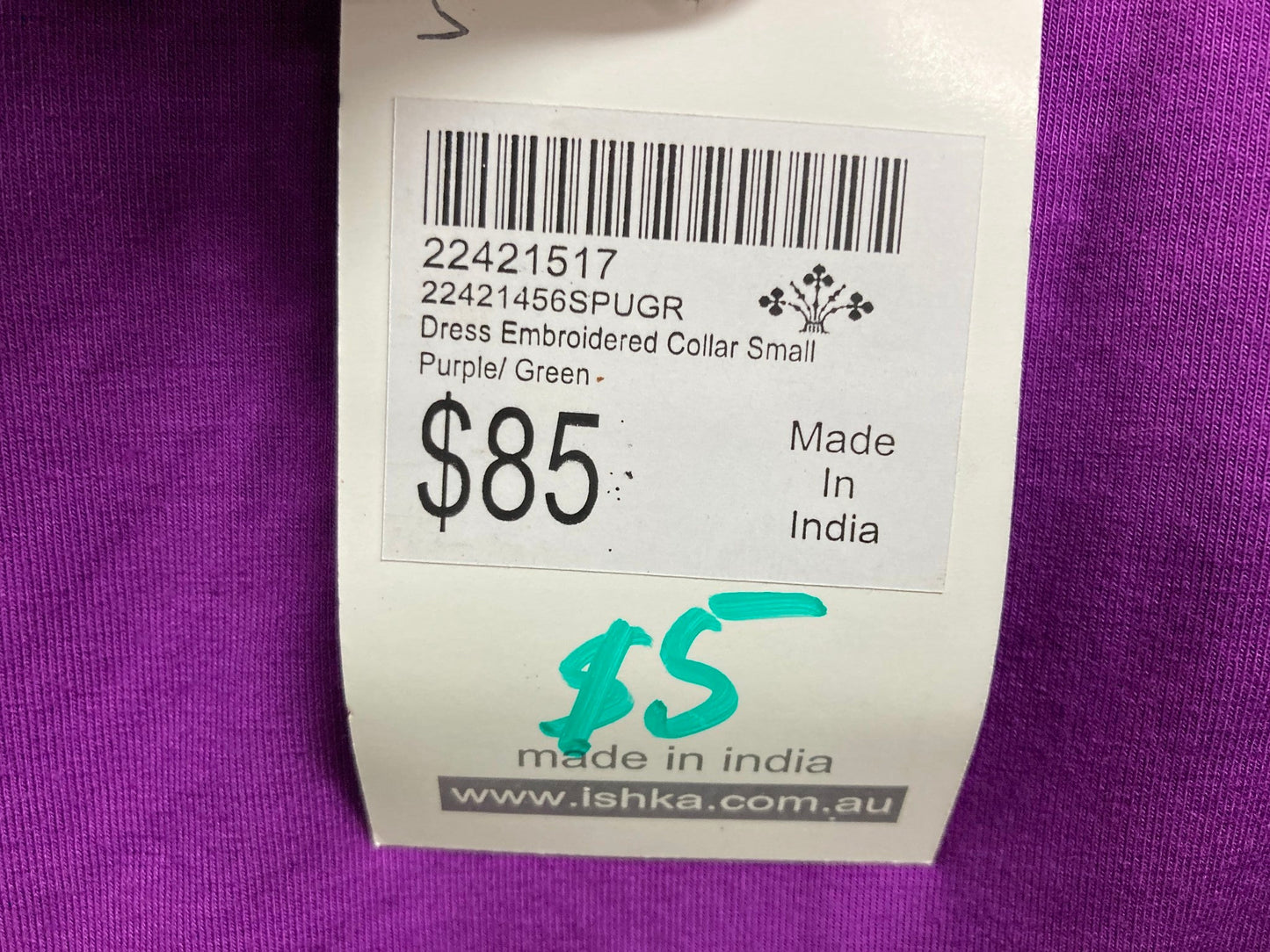 Ishka Embroidered Collar Small Purple/Green Tank Dress Ladies Sz S NEW