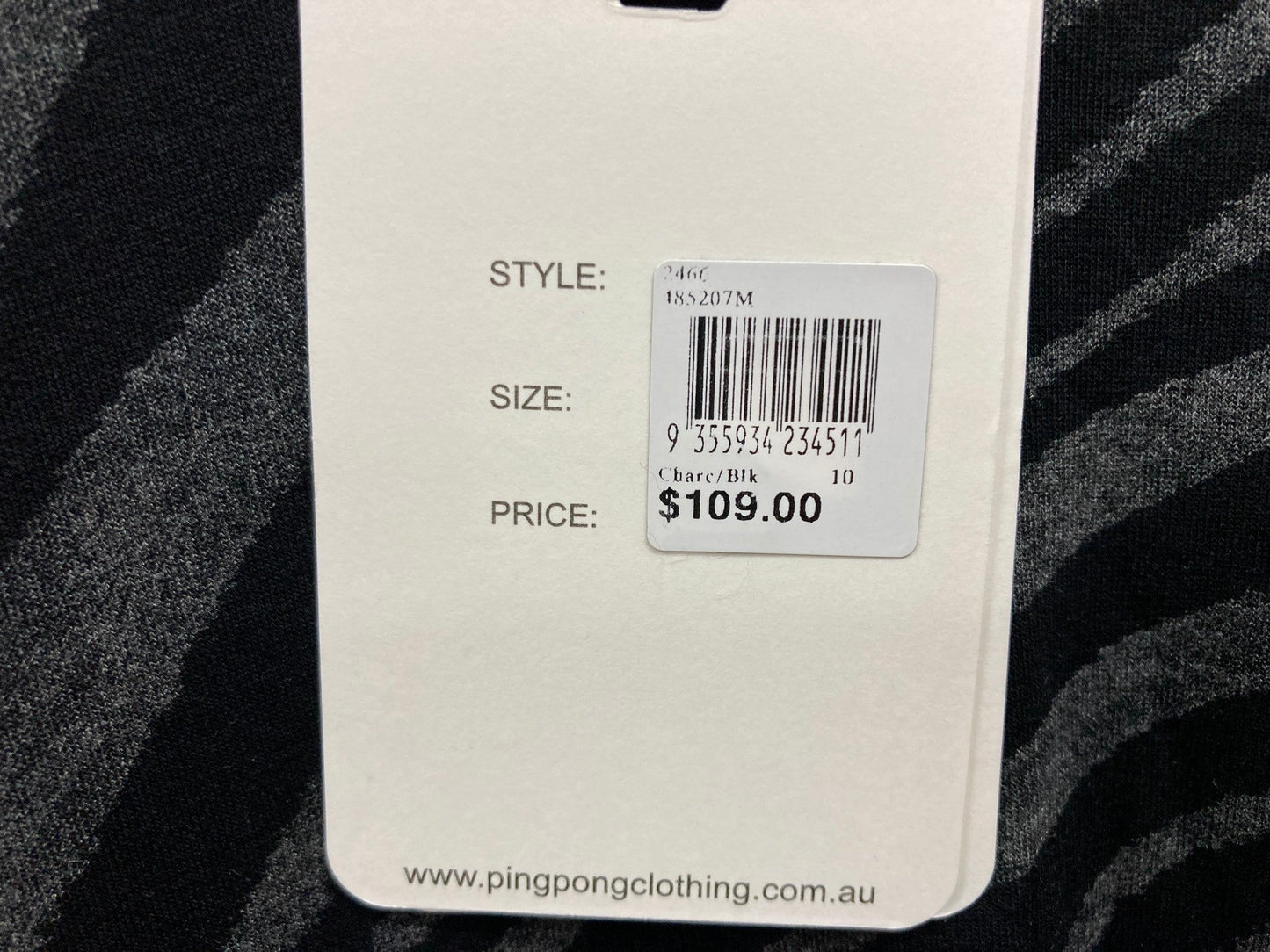 Pingpong Long Sleeve, V-Neck Button Side Charcoal Top Ladies Sz 10 NEW