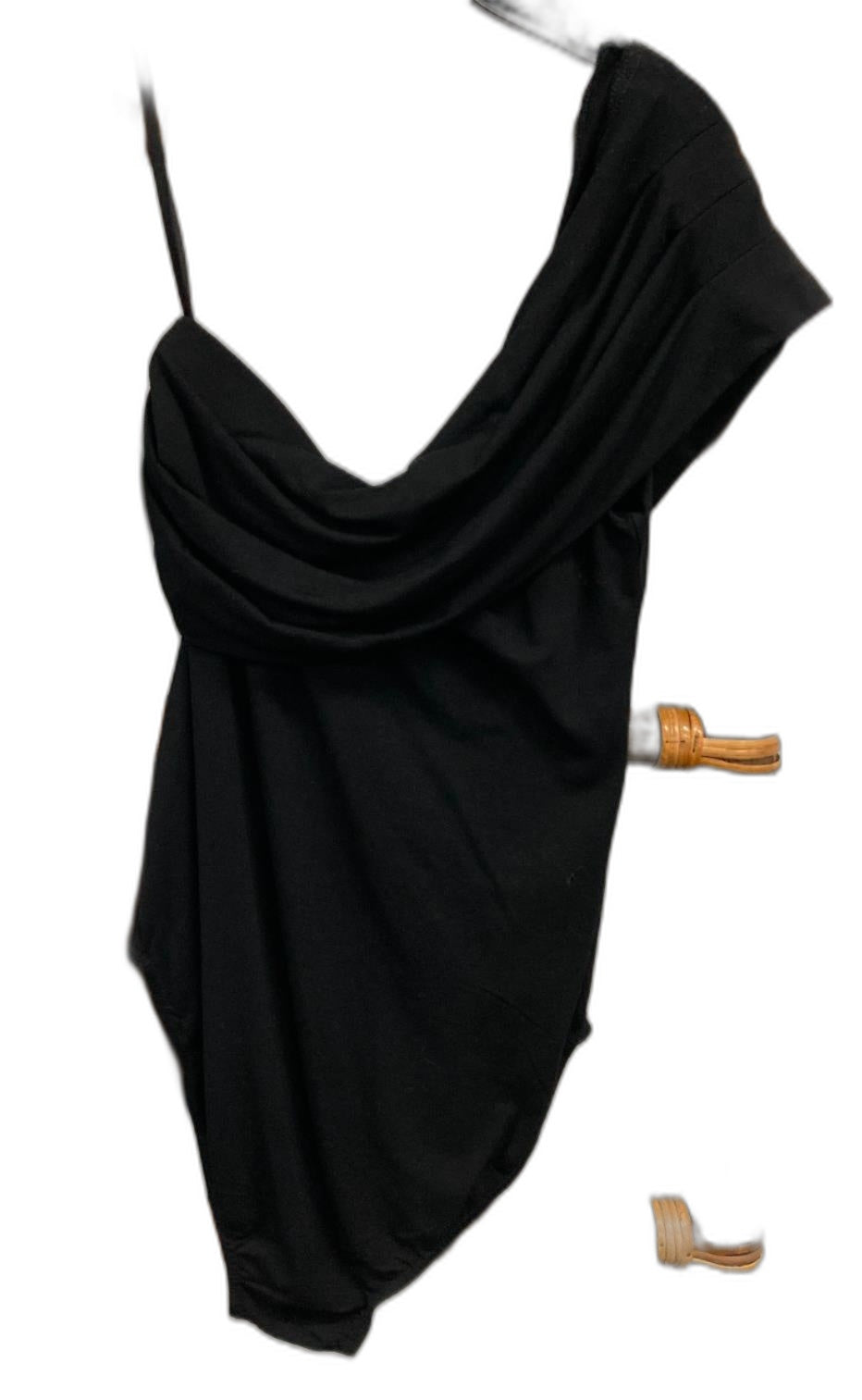 Seed Sleeveless One Shoulder Body Suit Black Ladies Size S NEW