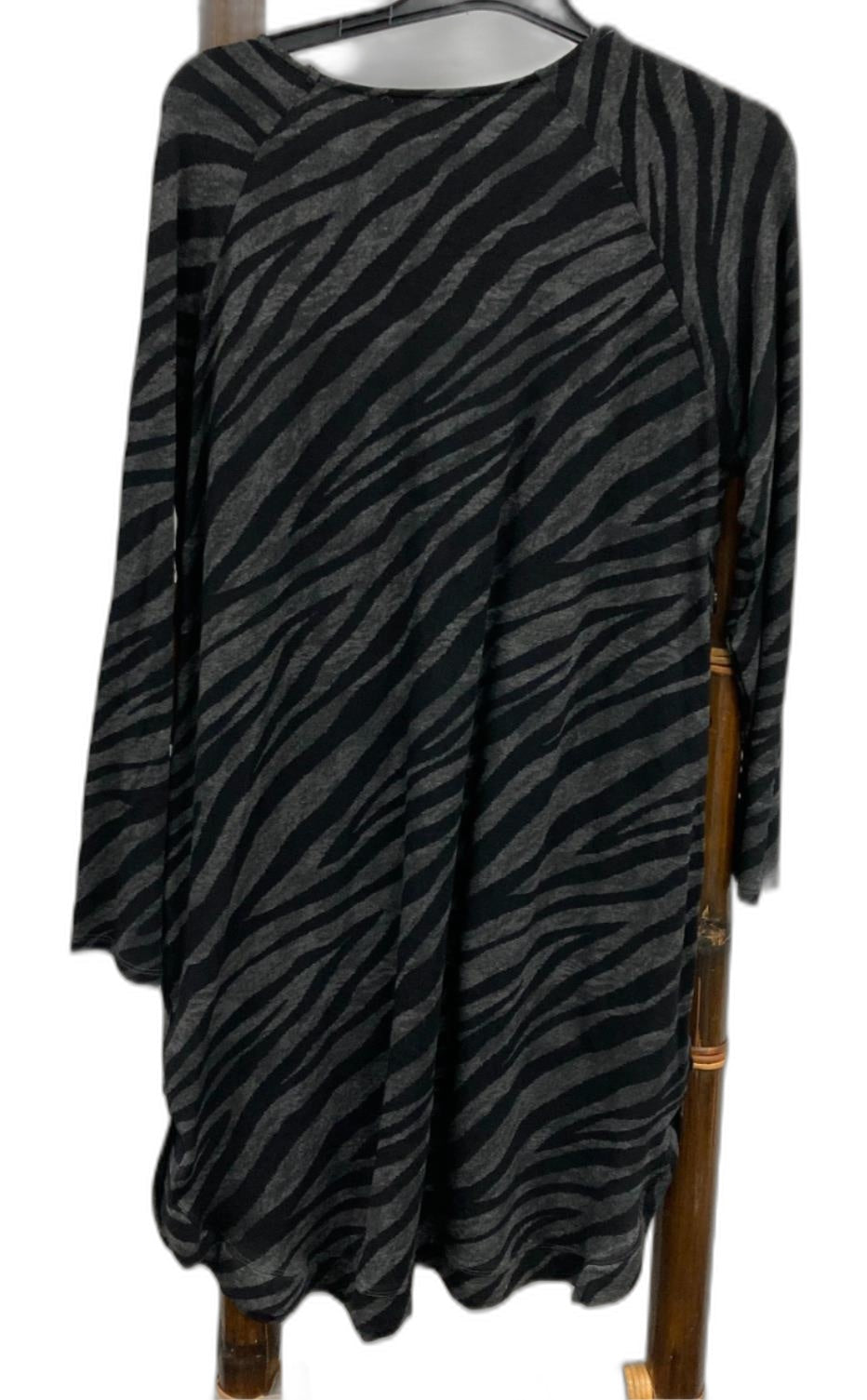 Pingpong Long Sleeve Button Side Charcoal Tunic Top Ladies Sz 10 NEW