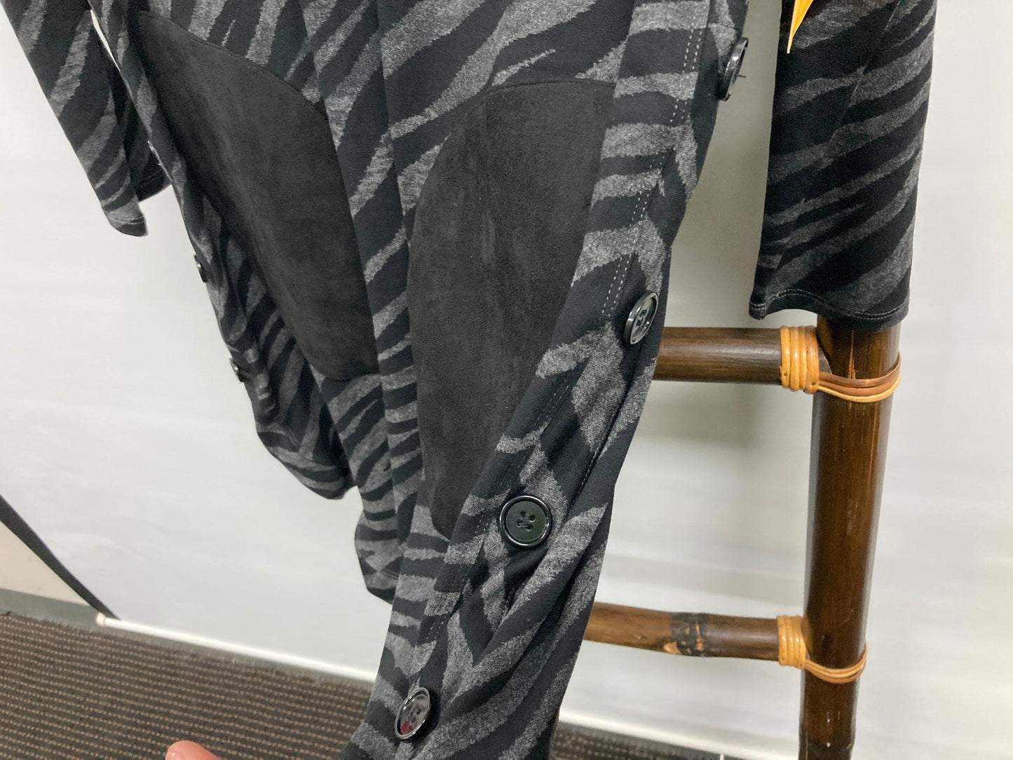 Pingpong Long Sleeve Button Side Charcoal Tunic Top Ladies Sz 10 NEW