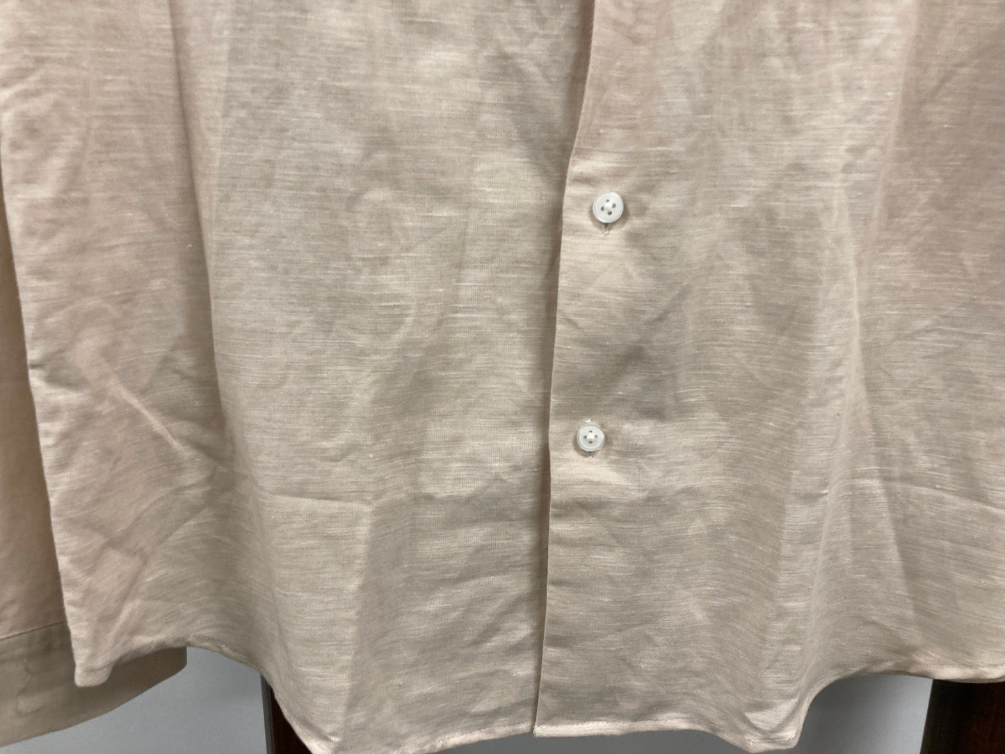 Asos Round Collar L/S Button Up Beige Shirt Mens Sz S Tvshow Neighbours NEW
