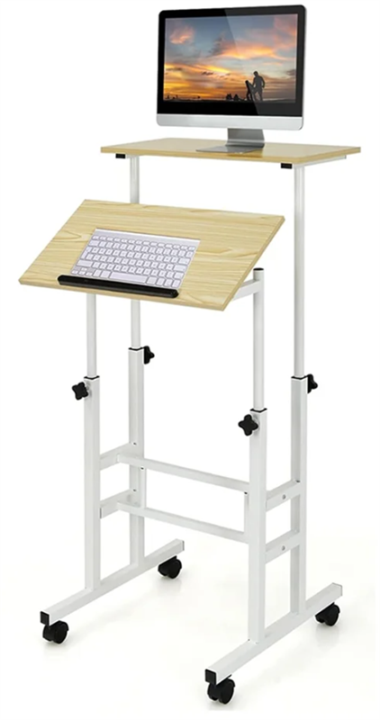Zozobra Mobile Ergonomic Stand Up Desk Height Adjustable Portable Printer Desk