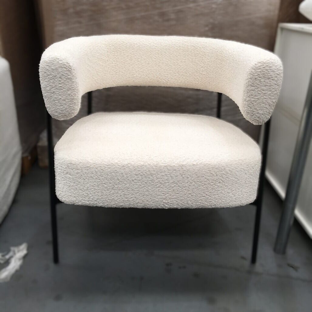 As NEW Exdisplay Single Seater White Soft Fluff Bedroom Chair 63W X 70H