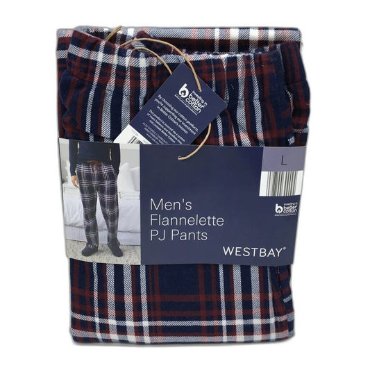 Wetsbay Cotton Gingham Men'S Flannelette Pj Pants Size L NEW