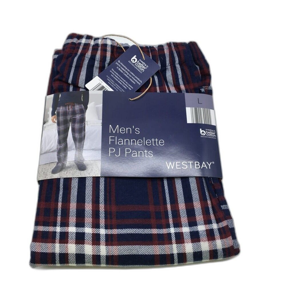 Wetsbay Cotton Gingham Men'S Flannelette Pj Pants Size L NEW