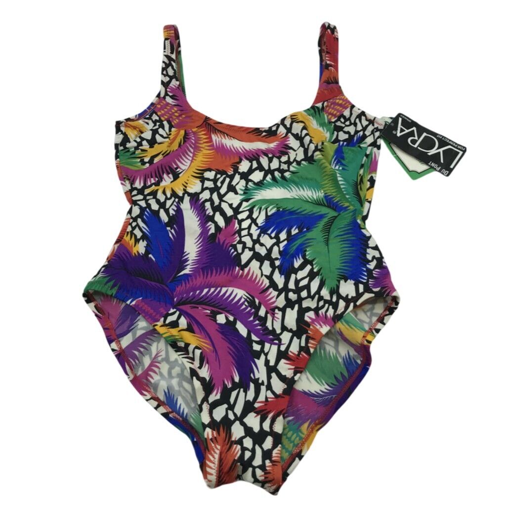 Vintage NEW Du Pont Multicoloured Open-Back One-Piece Swimsuit Ladies Sz Medium