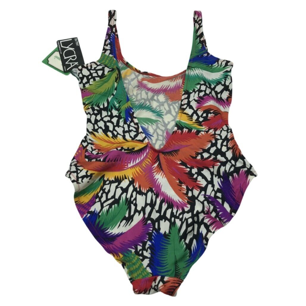 Vintage NEW Du Pont Multicoloured Open-Back One-Piece Swimsuit Ladies Sz Medium