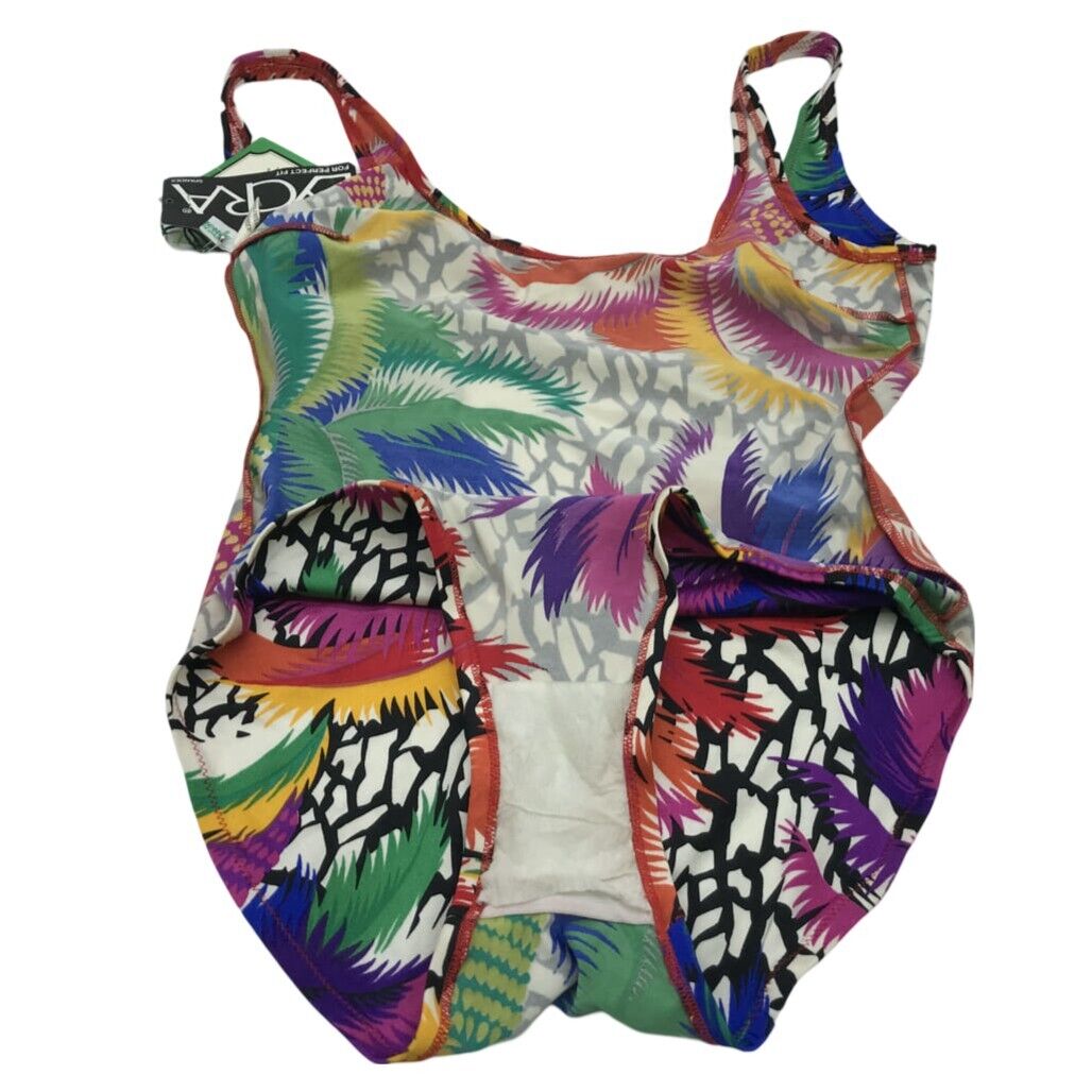 Vintage NEW Du Pont Multicoloured Open-Back One-Piece Swimsuit Ladies Sz Medium