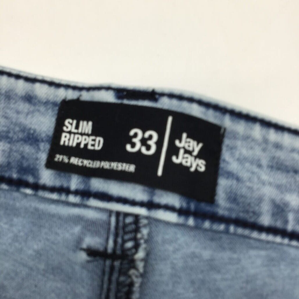 NEW Jay Jays Slim Ripped Cotton Blend Stretch Denim Blue Shorts Mens Size 33