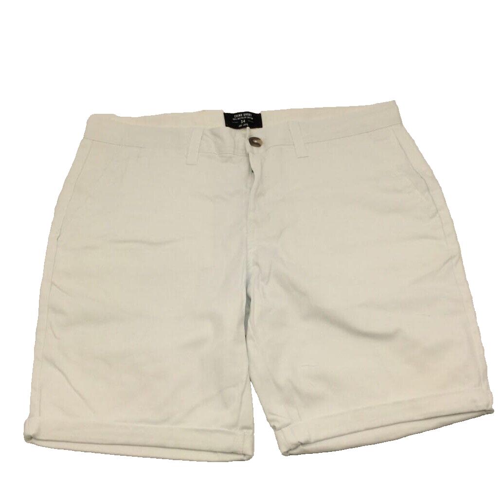 NEW Jay Jays Chino Cotton Blend Fold Up Cuff Stretch Shorts White Mens Size 34