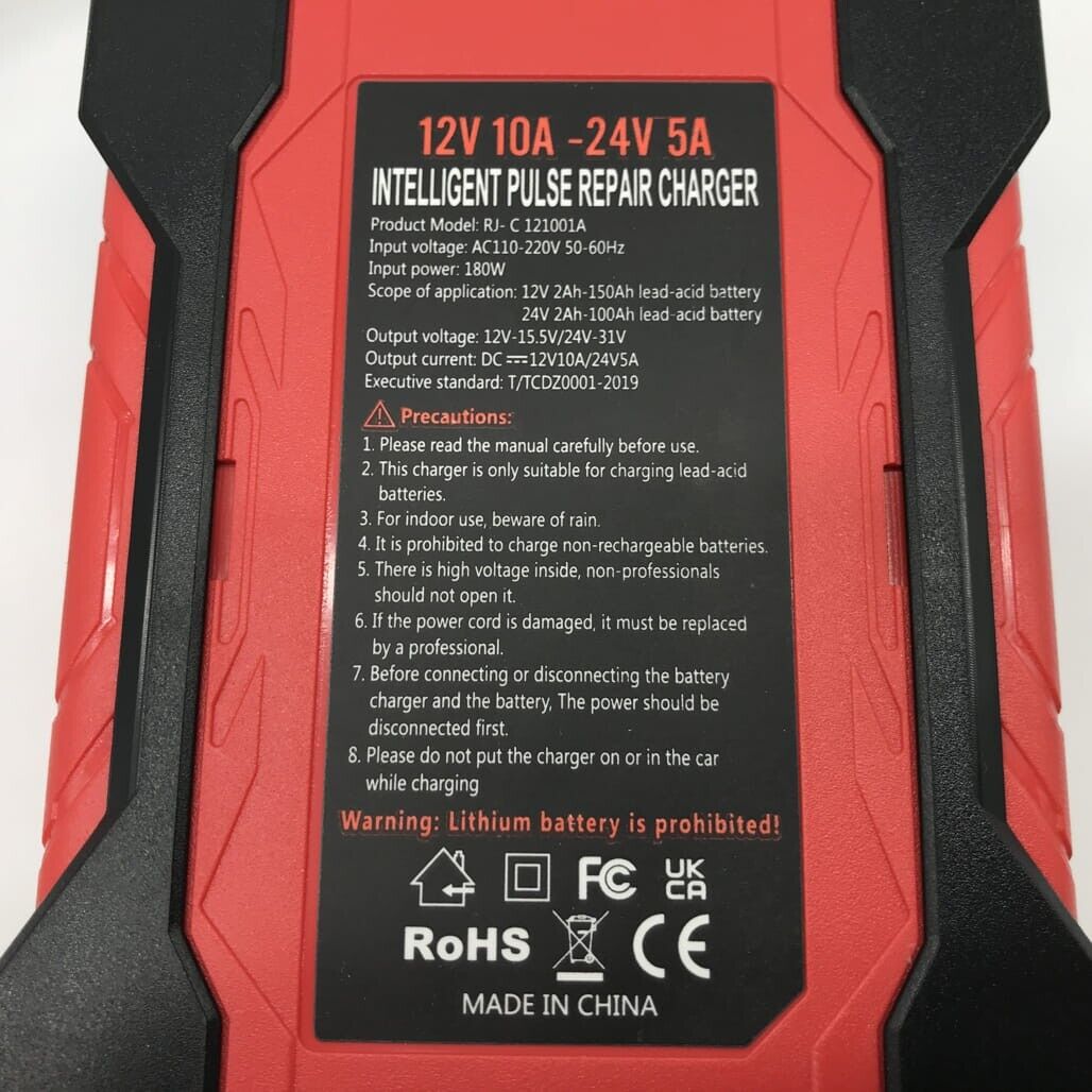 NEW 7 Stage Charging 12V 10A-24V 5A Temp Detect Intelligent Pulse Repair Charger