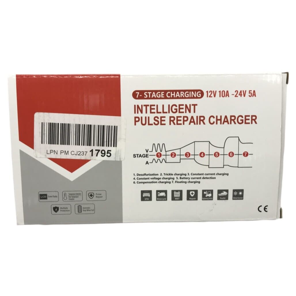 NEW 7 Stage Charging 12V 10A-24V 5A Temp Detect Intelligent Pulse Repair Charger