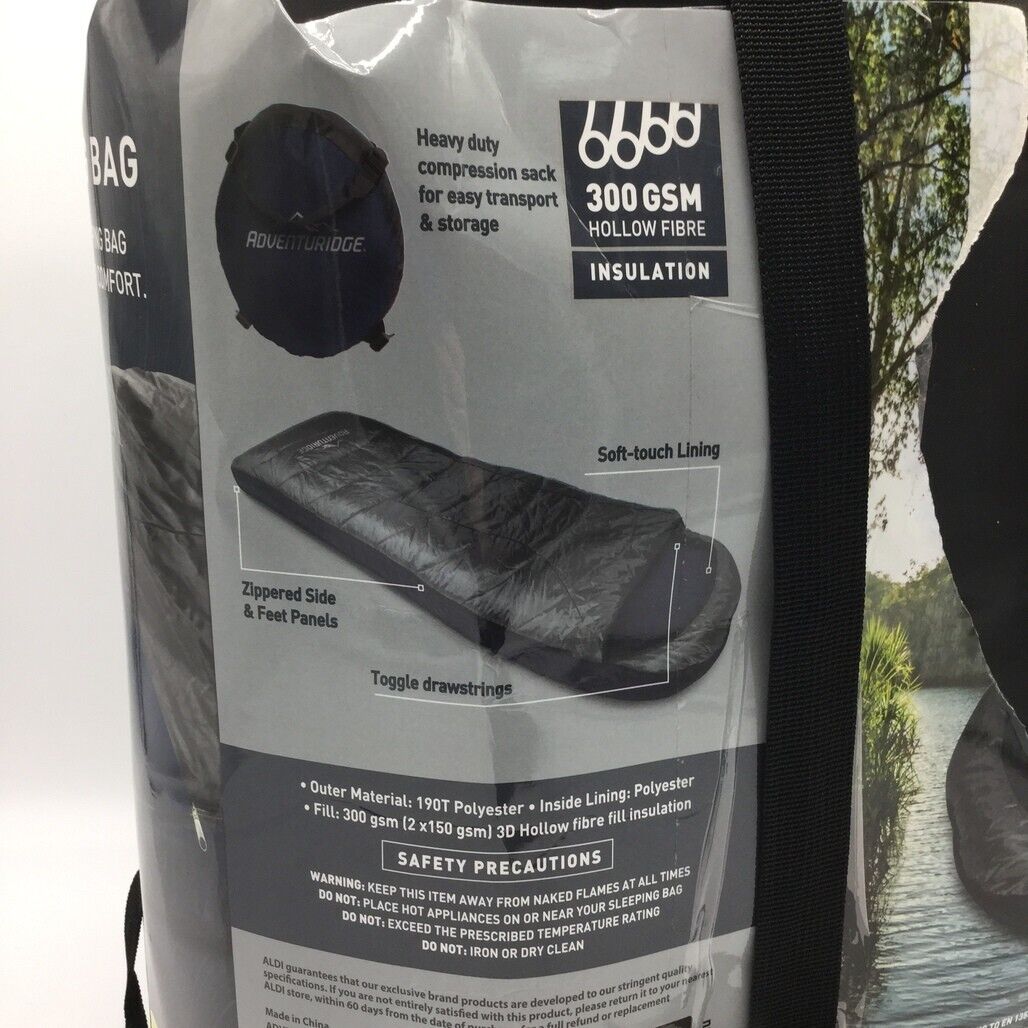 NEW Adventuridge Extra Large Black & Navy Ultimate King Sleeping Bag Heavy Duty