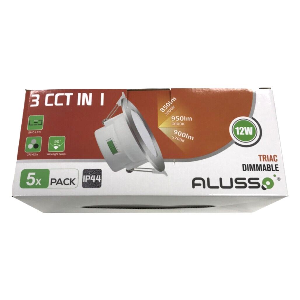 NEW ALUSSO 5x pc LED 3-CCT-in-1 IP44 12W TriAC 90 Wide Beam Dimmable Lights