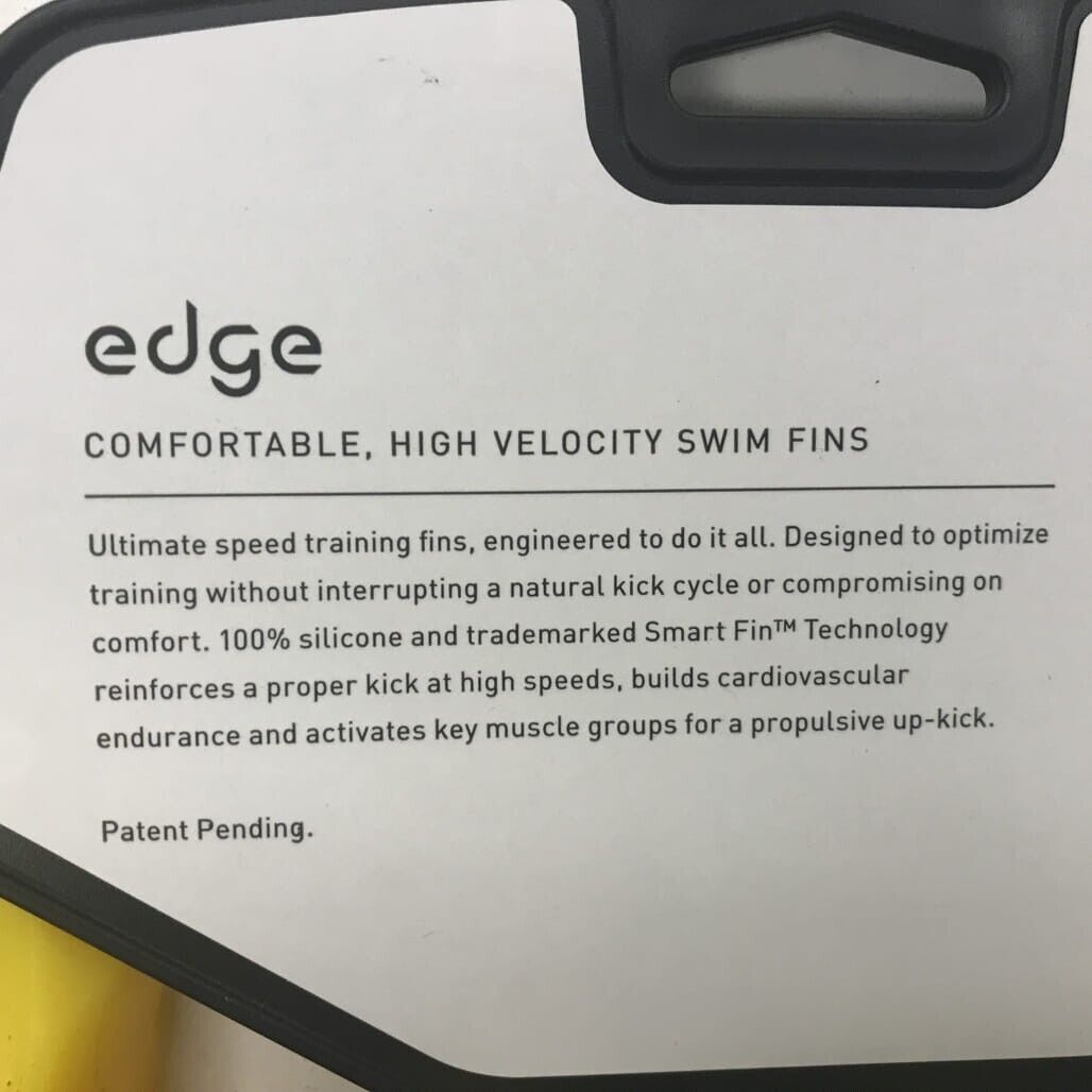 NEW Finis Edge Comfortable High Velocity Swim Fins Yellow Sz US Mens 5-7 Small