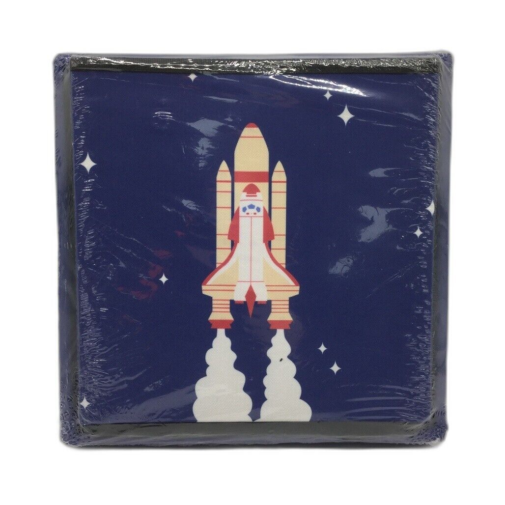 NEW Sohl Furniture LED Light Up Navy Storage Box & Seat Rocket Design Pattern