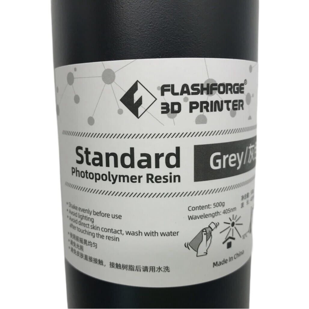 NEW FLASHFORGE 3D 500g Standard Photopolymer Resin Fast Cure UV LCD GREY