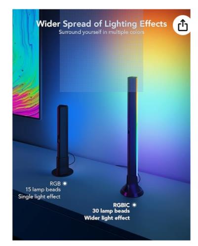 Govee RGBIC 15" Wifi TV Double Beads Smart Light Bars Alexa & Google NEW