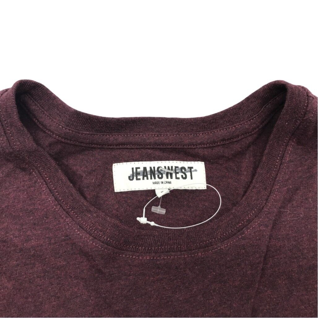 Jeanswest S/Sleeve Block Graphic Print Maroon Cotton Tee Mens Size Medium NEW