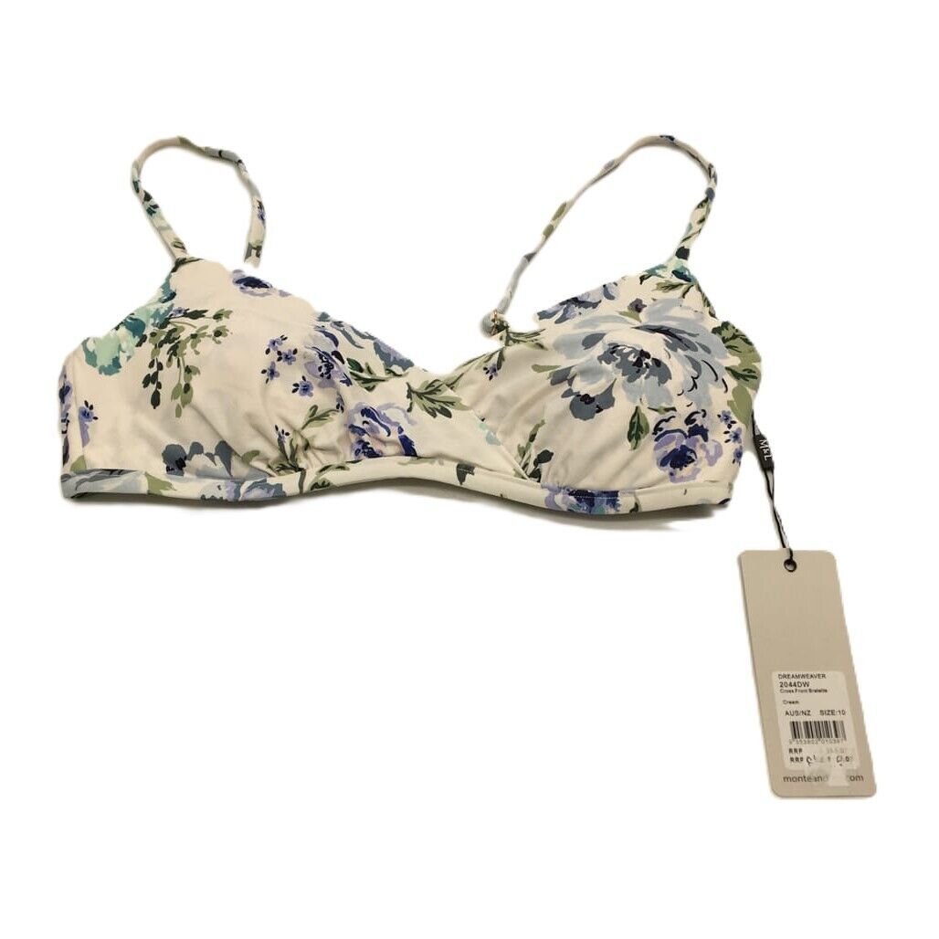 Monte and Lu Dreamweaver Underwire Bralette Floral Bikini Swim Top Size 10 NEW