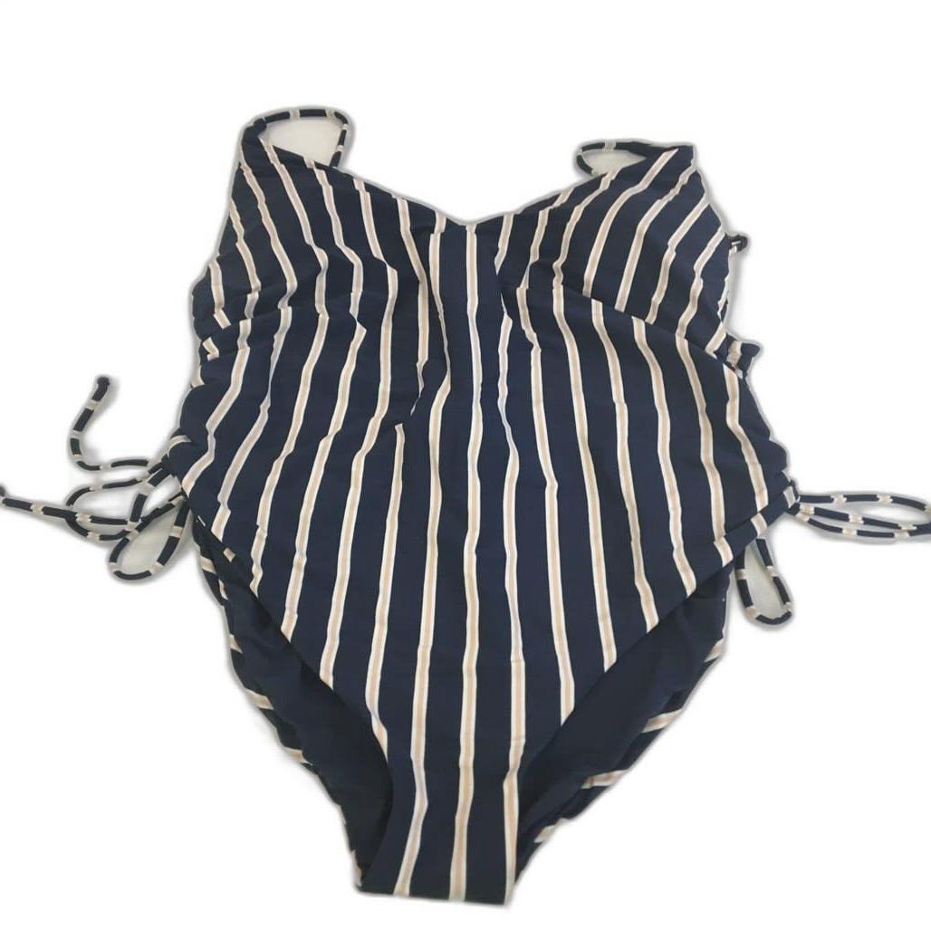 ROXY Striped Beach Classics One Piece Woman Swimwear Navy Blue Size XL NEW