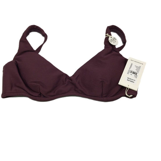 Milea Ribbed Adjustable Underwire Burgundy Swim Bikini Top Size 16 Cup DD/E NEW