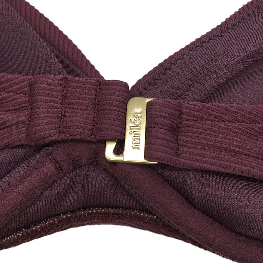 Milea Ribbed Adjustable Underwire Burgundy Swim Bikini Top Size 16 Cup DD/E NEW