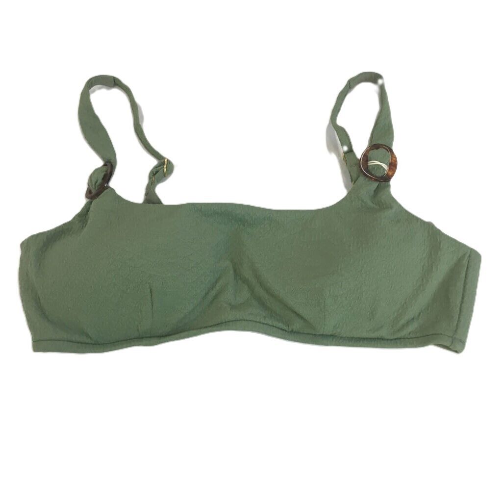 Milea Textured Adjustable Soft Green Bandeau Swim Bikini Top Size 14 Cup C/D NEW