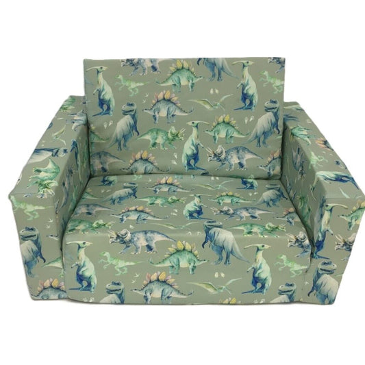 Ex-Display Dinosaur Green Flip Out Children Small Sofa Floor Armchair NEW