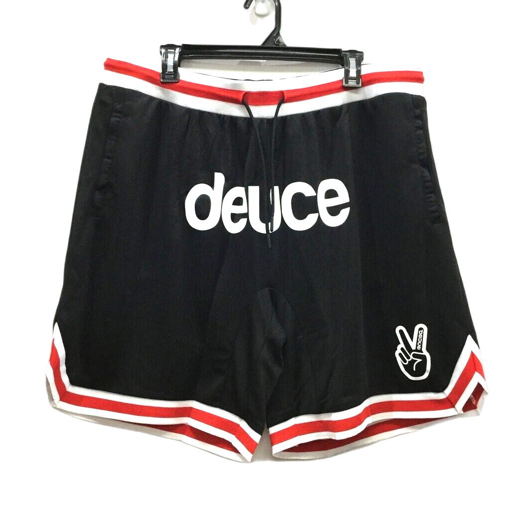 Deuce Premium Sportswear Black, Red & White Basketball Shorts Mens Size 2XL NEW