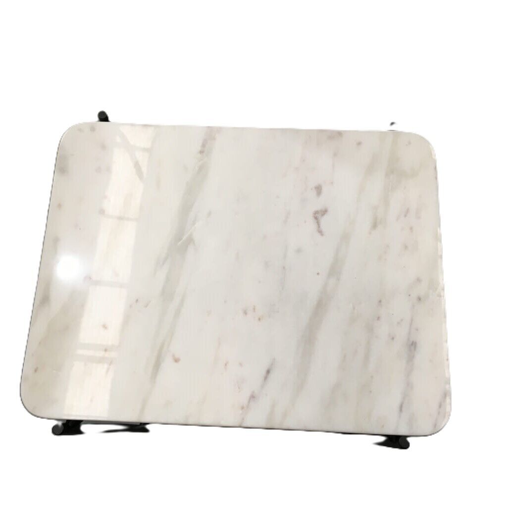 Ex-Display Small White Square Marble Top Side Table Metal Legs Size 47x36x48 NEW