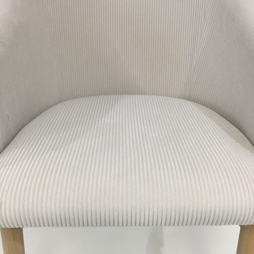 Ex-Display White Velvet Corduroy Kitchen Dining Chair Wooden Legs NEW