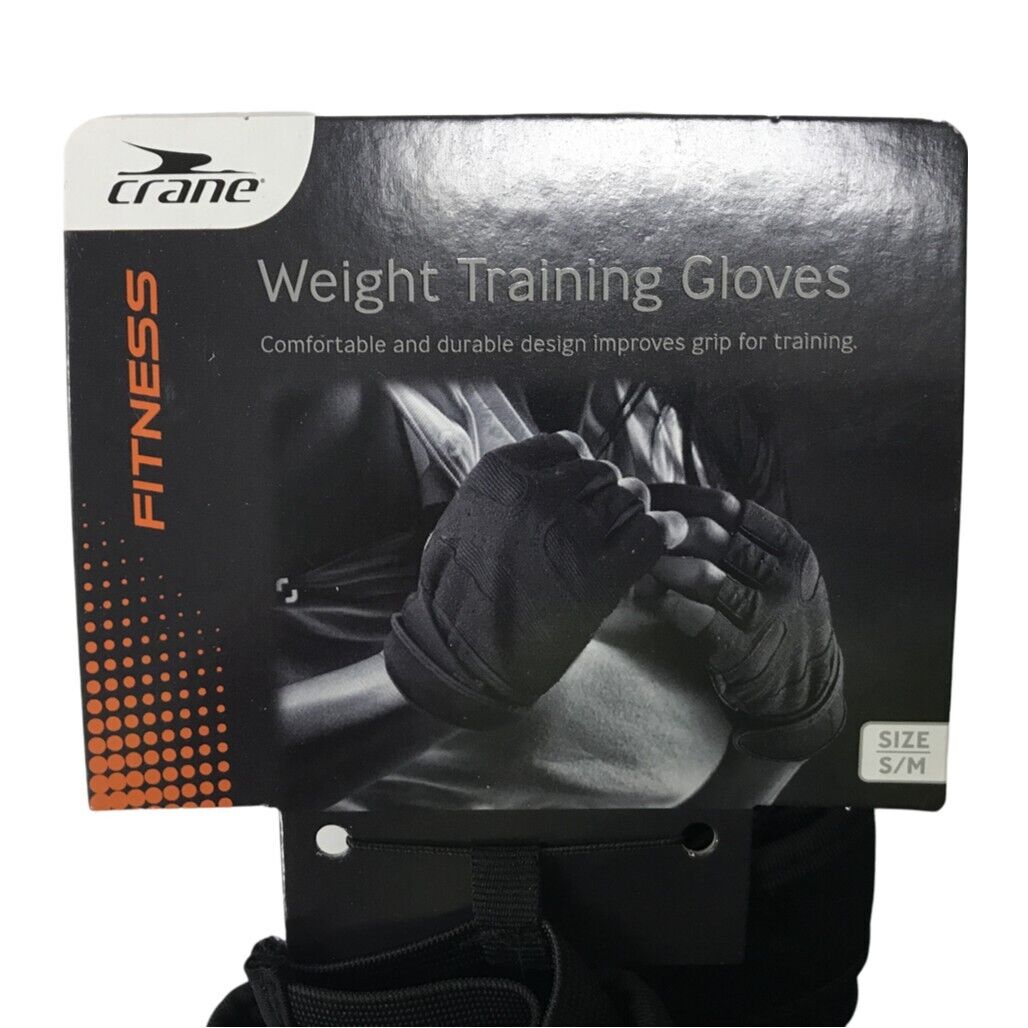 Crane Fitness Fingerless Padded Weight Training Gloves Black Unisex Sz S/M NEW