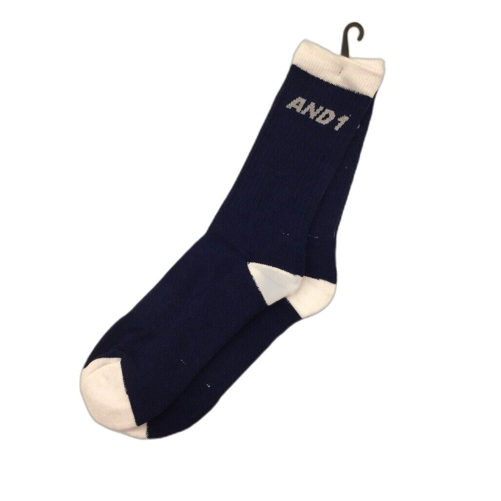 AND1 3 Piece Navy & White Sports Performance Crew Sock Unisex Size Large NEW