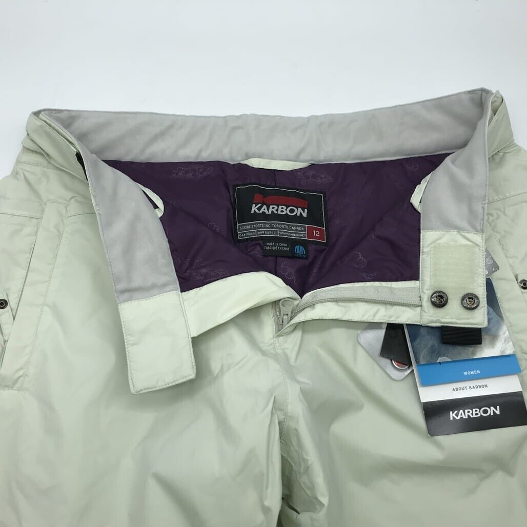 Karbon K9648 ALPS Lvl 3 Off-white w/ Purple Lining Snow Pants Ladies Size 12 NEW