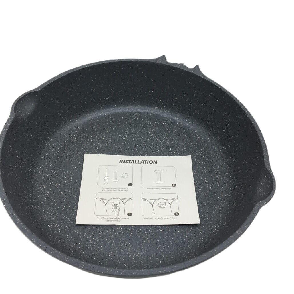 Sensarte 30cm Black Nonstick Induction Deep-Frying Pan, Skillet with Lid NEW