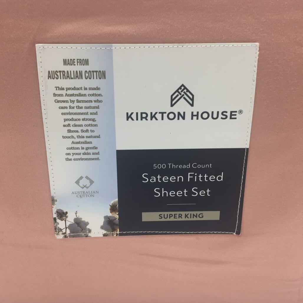 Kirkton House Kids Orange 500 Thread Count Fitted Sheet Set Super King NEW