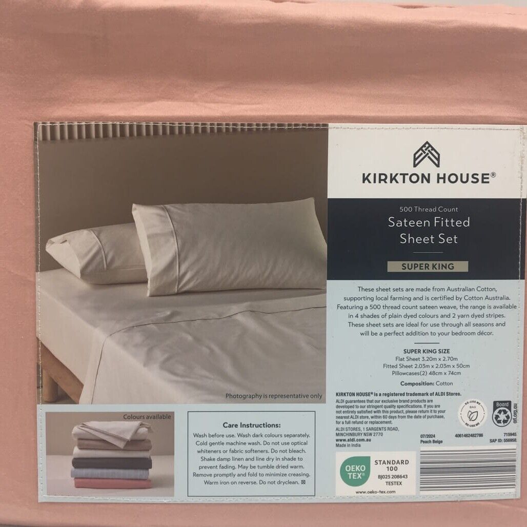 Kirkton House Kids Orange 500 Thread Count Fitted Sheet Set Super King NEW