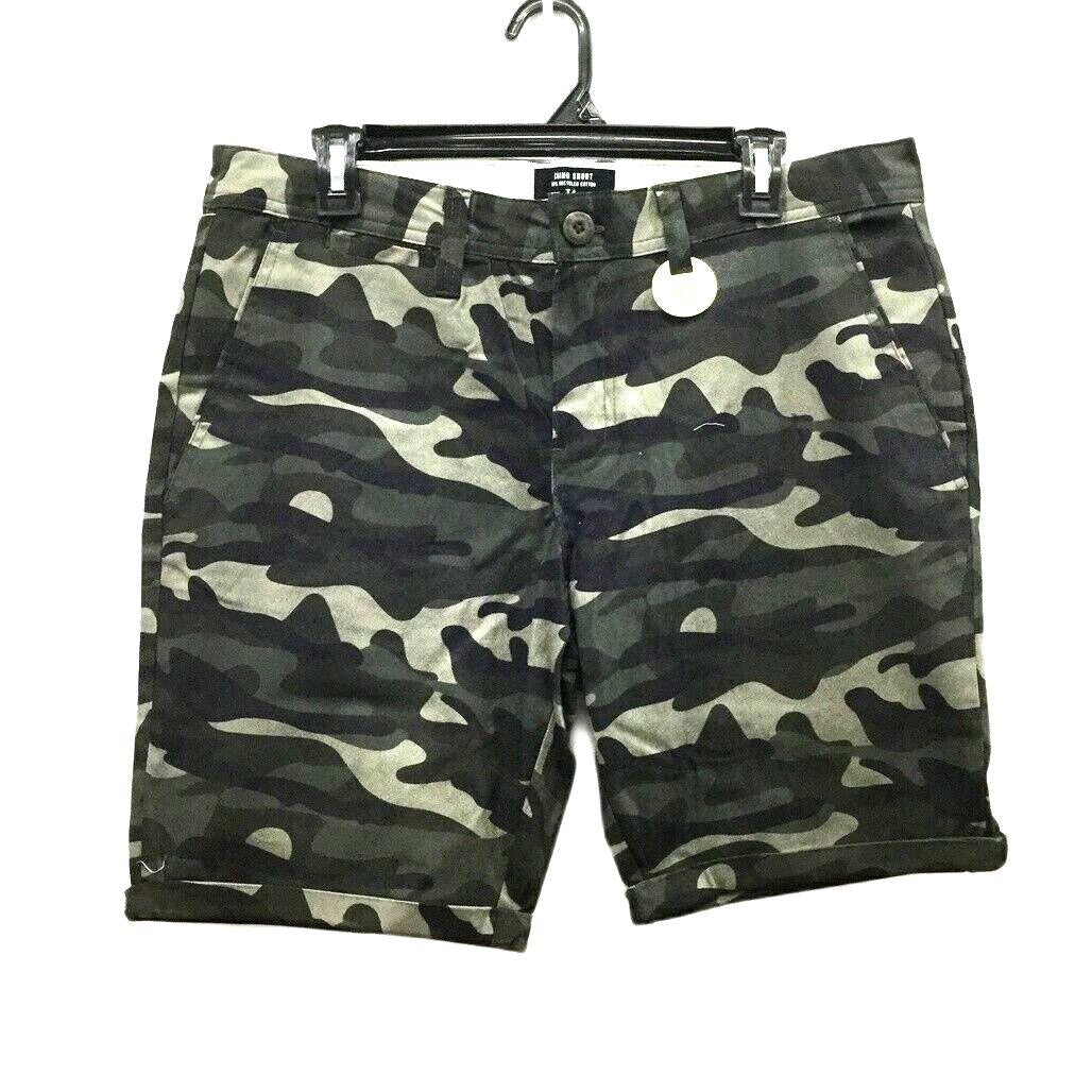 Jay Jays Dark Camo Design Button Zip Up Closure Chino Shorts Mens Size 34 NEW