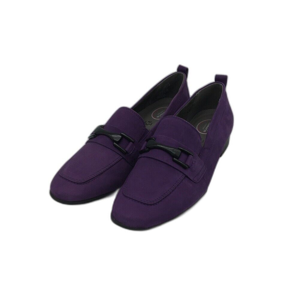 Tamaris Comfort Suede Leather Low Heel Loafer Purple Ladies Size US 8.5 NEW