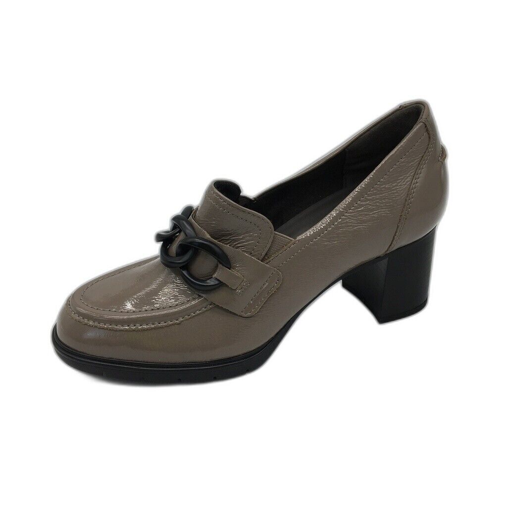 Tamaris Comfort Leather Moccasin Style Glossy Pumps Taupe Ladies Size US 9.5 NEW