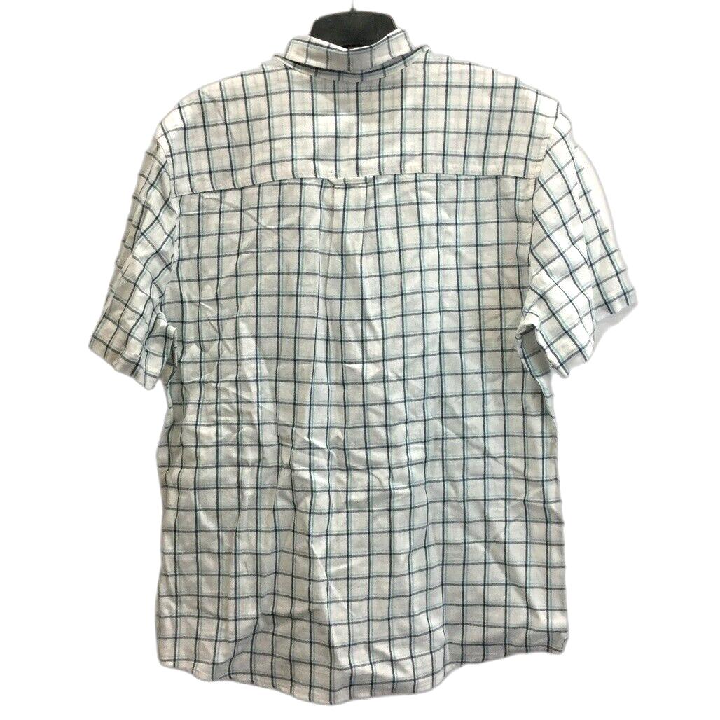 Jeanswest White & Blue Checkered Short Sleeve Collared Button Up Mens Size L NEW