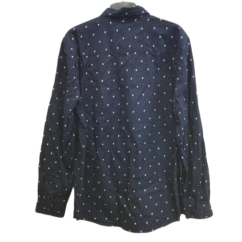 Jeanswest Navy White Patterned Long Sleeve Collared Button Up Mens Size L NEW