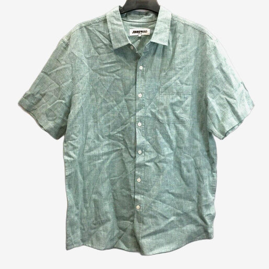 Jeanswest Green & White Pattern Short Sleeve Collared Button Up Mens Size L NEW