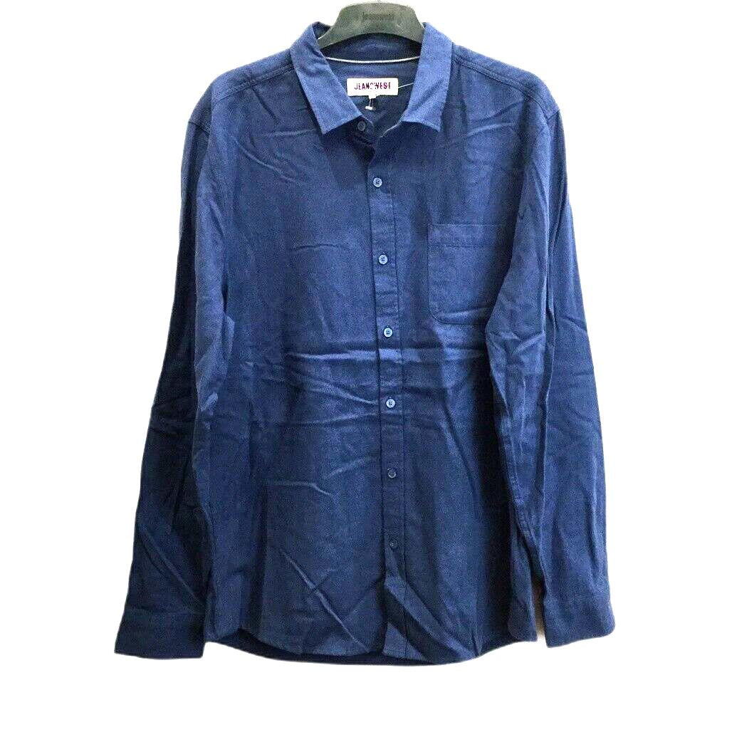 Jeanswest Dark Blue Plain Long Sleeve Collared Shirt Button Up Mens Size L NEW