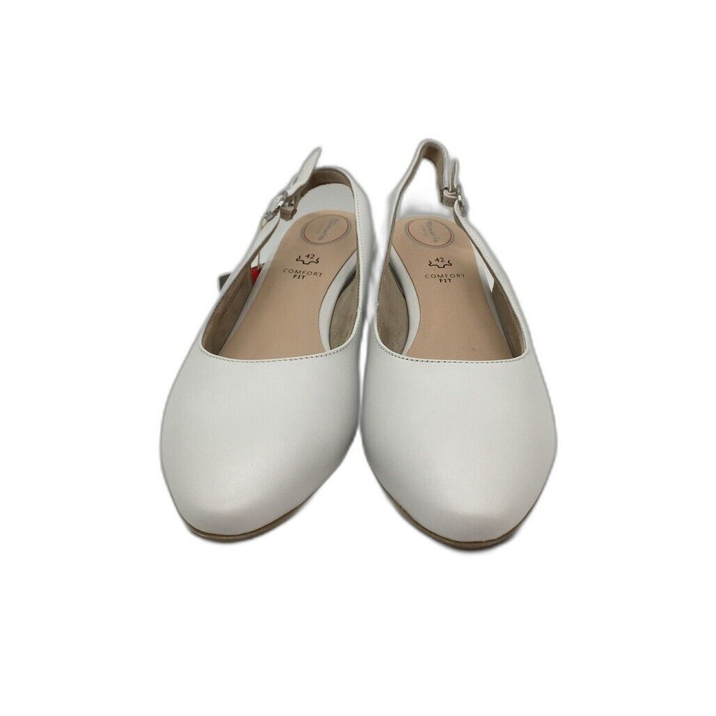 Tamaris Comfort Brushed Leather Slingback Pumps White Ladies Sz EU 42 US 10 NEW